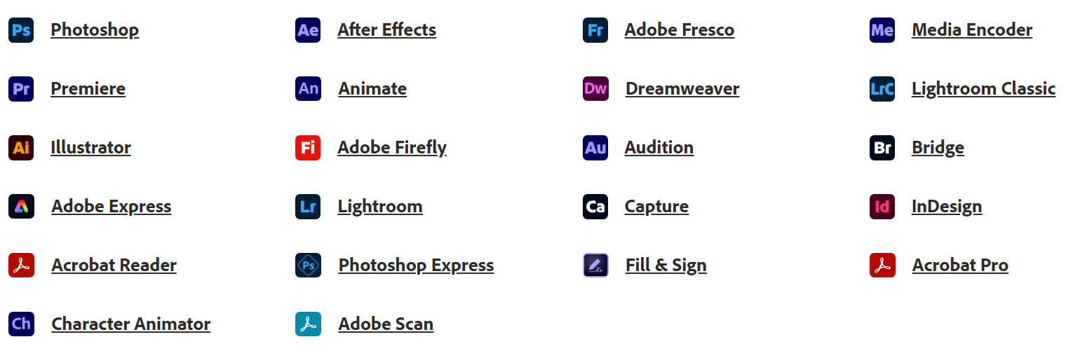 productos Adobe Creative Cloud
